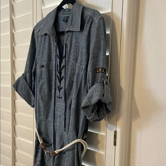 Ralph Lauren Chambray Blue Long Sleeve Dress - Picture 4 of 6